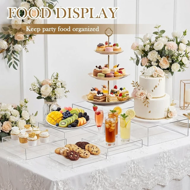 Alt view image 2 of 7 - 6 Pcs Clear Square Acrylic Cube Display Risers Graduated 1015 Inch 5Sided Nesting Boxes for Cake Floral Buffet Table Large Event Arrangements