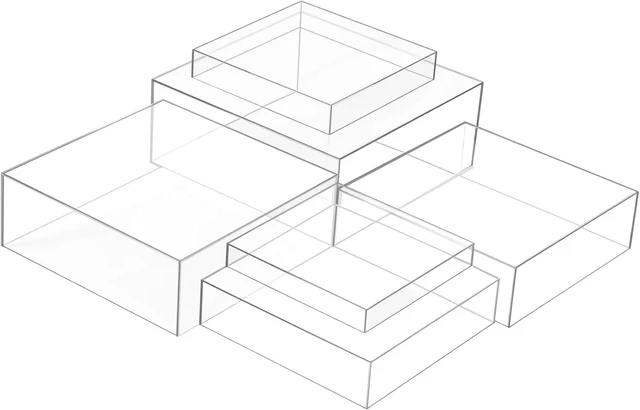 Main image of 6 Pcs Clear Square Acrylic Cube Display Risers Graduated 1015 Inch 5Sided Nesting Boxes for Cake Floral Buffet Table Large Event Arrangements