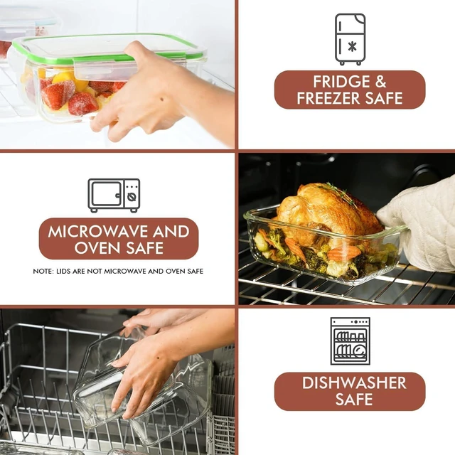 Alt view image 4 of 5 - 35-Piece Airtight Glass Food Storage Containers with Lids, BPA-Free Leakproof Meal Prep Boxes, Microwave Oven Freezer Dishwasher Safe, Stackable Rectangular Square Glass Containers with Sauce Boxes