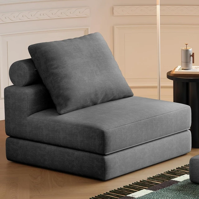 Main image of 3-in-1 Folding Sofa Bed Foldable Floor Couch with High Density Foam and Pillows, Convertible Sleeper Chair Single Futon Sofa for Living Room Bedroom Lounge, Gray