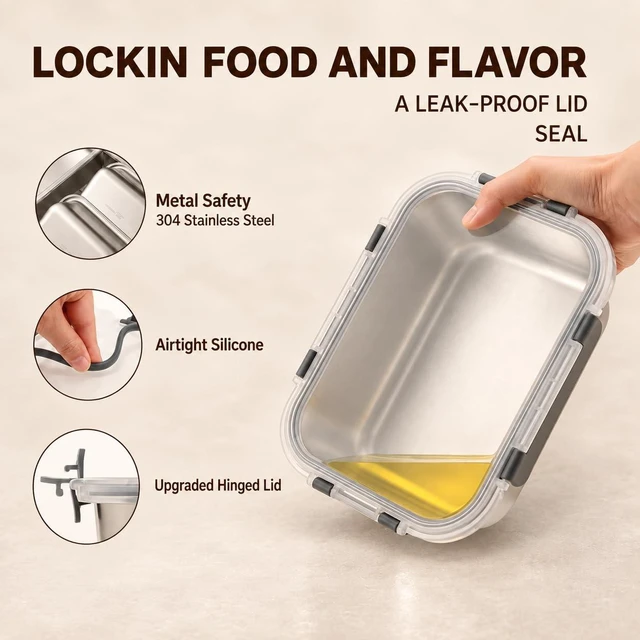 Alt view image 7 of 7 - 8 PCS Stainless Steel Lunch Box 4-Size Food Storage Containers with Lids | (58 /41 /24 /14Oz) Stackable Metal Boxes BPA Free Dishwasher Safe,Leakproof Reusable Meal Storage for Work,Travel (Gray)