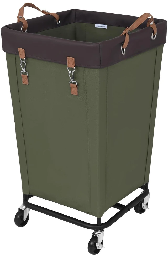 Main image of 160L Laundry Basket with Wheels, Rolling Hampers for Clothing | Green Laundry Basket with Wheels, Metal Frame & Handles, Rolling Hamper for Bedroom, Bathroom, Dorm, Hotel