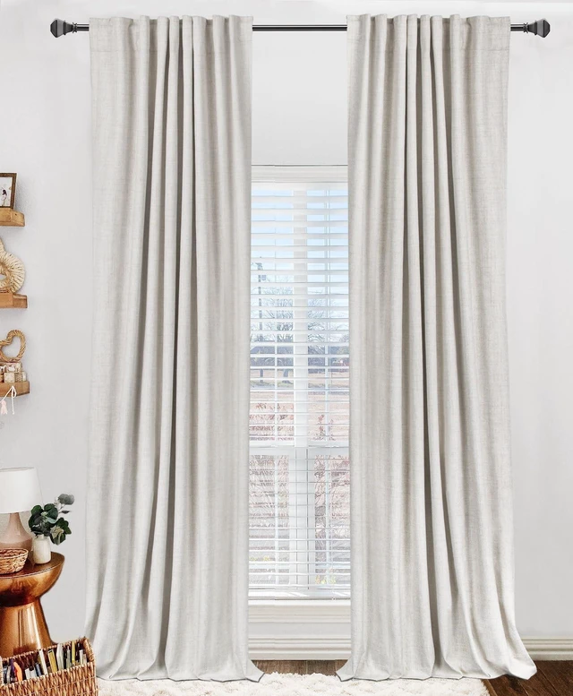 Main image of Linen Textured Total Blackout Curtains for Bedroom 108 Inches Long, Beige | , Back Tab/Rod Pocket Living Room Drapes, Thermal Insulated Blackout Curtains 2 Panels Set, 50"W x 108"L