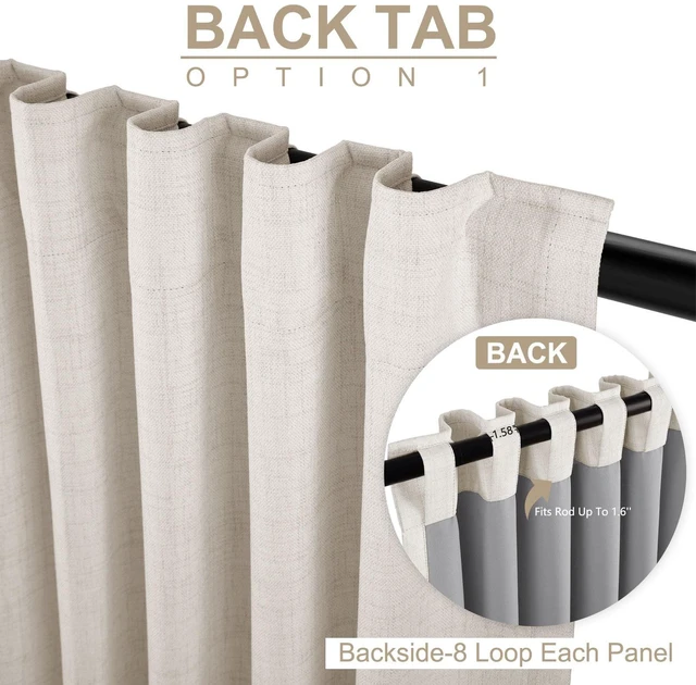 Alt view image 3 of 7 - Linen Textured Total Blackout Curtains for Bedroom 108 Inches Long, Beige | , Back Tab/Rod Pocket Living Room Drapes, Thermal Insulated Blackout Curtains 2 Panels Set, 50"W x 108"L