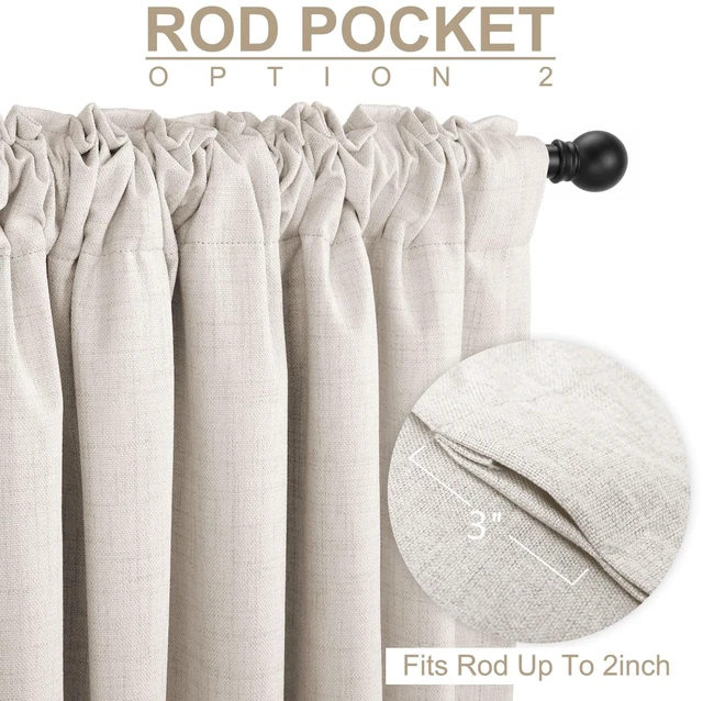 Alt view image 4 of 7 - Linen Textured Total Blackout Curtains for Bedroom 108 Inches Long, Beige | , Back Tab/Rod Pocket Living Room Drapes, Thermal Insulated Blackout Curtains 2 Panels Set, 50"W x 108"L