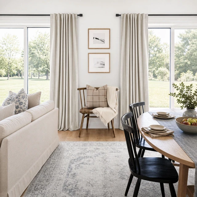 Alt view image 6 of 7 - Linen Textured Total Blackout Curtains for Bedroom 108 Inches Long, Beige | , Back Tab/Rod Pocket Living Room Drapes, Thermal Insulated Blackout Curtains 2 Panels Set, 50"W x 108"L