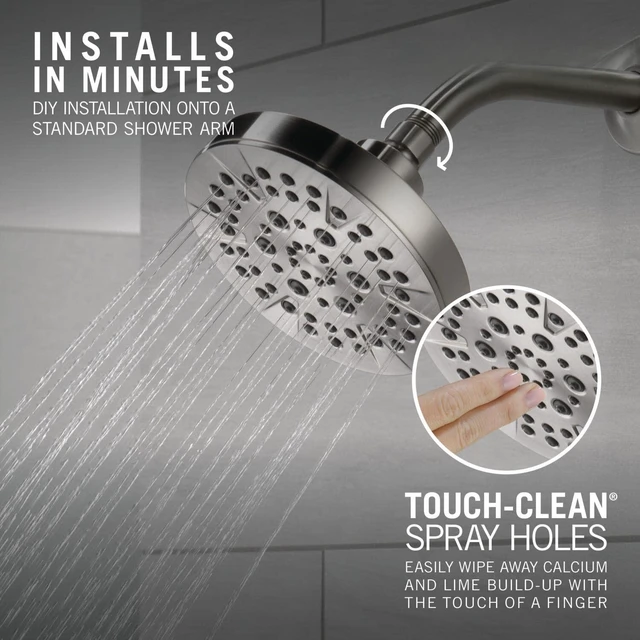 Alt view image 4 of 4 - 6-Setting Chrome Shower Head with High Pressure Spray, 6 Inch Round Shower Head, Showerheads, 1.75 GPM Flow Rate, Chrome 52535