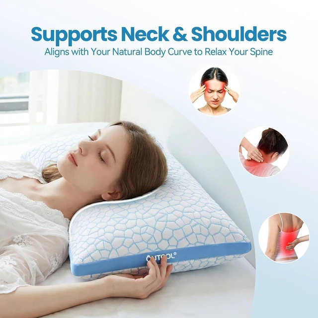 Alt view image 7 of 7 - Double Sided Cooling Pillow for Hot Sleepers, Shredded Memory Foam Pillows King Size Set of 2, Adjustable Soft & Firm Gel Bed Pillow for Side, Back, Stomach Sleepers