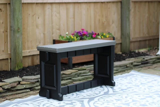 Alt view image 4 of 4 - Bench, Redwood Top with Black Sides, 1 Pack - Proudly Made in The USA, Click and Lock Hardware-Free Assembly, Durable and Stylish Outdoor Seating