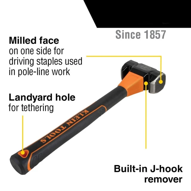 Alt view image 2 of 7 - 80936MF Lineman's Milled-Face Hammer, 2.25-Pound