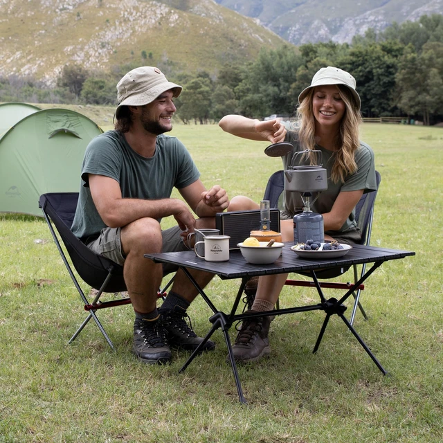 Alt view image 2 of 6 - FT11 Height Adjustable Camping Table, Ultralight Aluminum Roll Up Table with Carry Bag, Portable Backpacking Camp Table for Hiking Picnic Fishing Beach