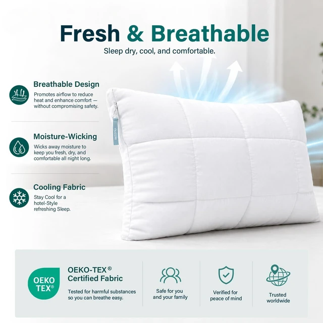 Alt view image 4 of 7 - Pillow Queen Adjustable Neck Pillow,Soft Luxury Hotel Feel | Bed Queen Pillows with Adjustable Height & Firm Feel for Side, Back and Stomach SleepersGift for Women & Men