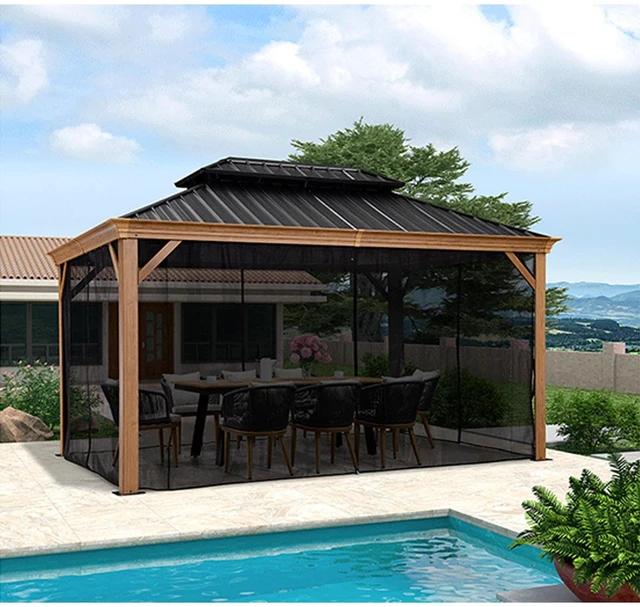 Alt view image 7 of 7 - 10' x 12' Gazebo Universal Replacement Mosquito Netting,Grey Outdoor Canopy Net Screen 4-Panel Sidewall Curtain, with Zippers,Mosquito NettingOnly