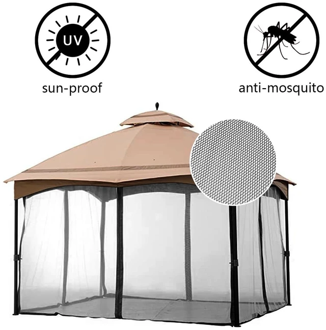 Alt view image 5 of 7 - 10' x 12' Gazebo Universal Replacement Mosquito Netting,Grey Outdoor Canopy Net Screen 4-Panel Sidewall Curtain, with Zippers,Mosquito NettingOnly