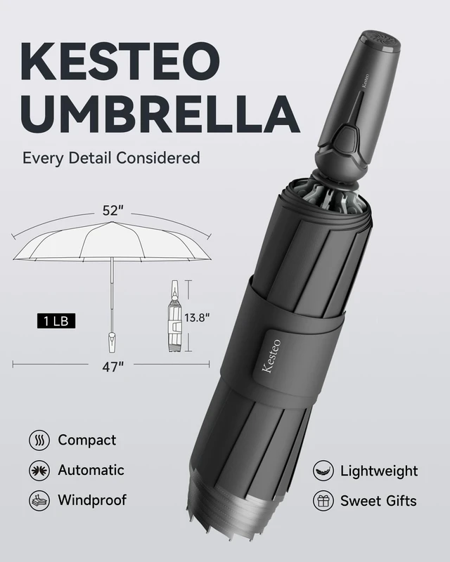 Alt view image 2 of 7 - Windproof Travel Umbrella for Rain, Withstand 85MPH Winds, 52 Inch Arc Automatic Reverse Fold Umbrellas Easy Auto Open Close, Portable Compact Umbrella Perfect for Travel, Car, Commute, Women Men