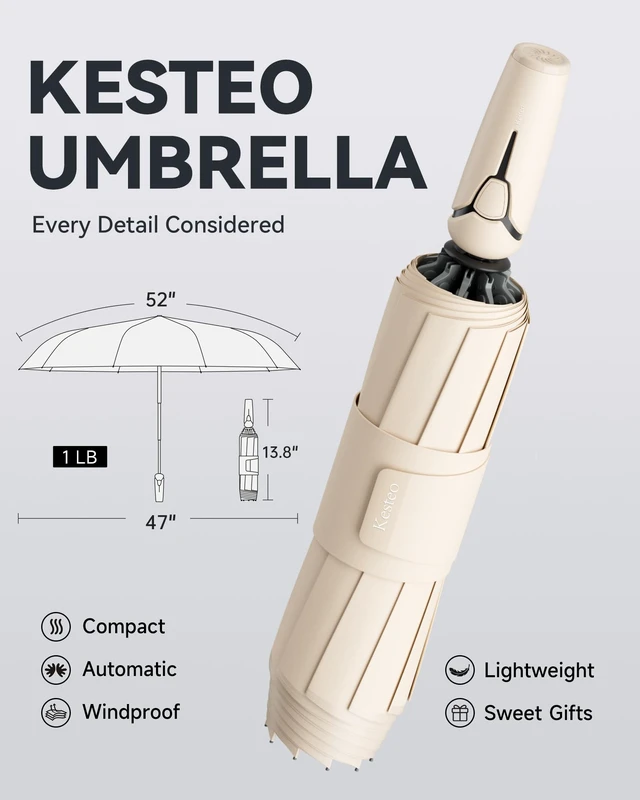 Alt view image 5 of 7 - Windproof Travel Umbrella for Rain, Withstand 85MPH Winds, 52 Inch Arc Automatic Reverse Fold Umbrellas Easy Auto Open Close, Portable Compact Umbrella Perfect for Travel, Car, Commute, Women Men