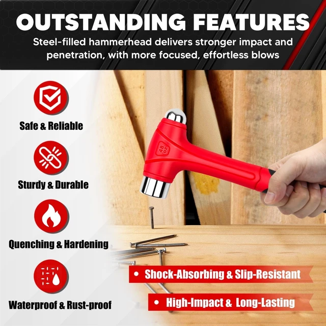 Alt view image 6 of 7 - 3 Piece Ball Peen Hammer, 16oz 32oz 48oz, Fiberglass Handle hammer for Ball Peen, Blow Striking Ball Pein Hammer Handle Tool with Forged Steel Construction for Metal Working