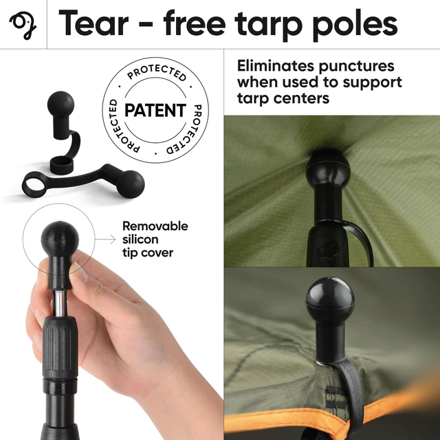 Alt view image 5 of 7 - Camping Tarp Poles - Adjustable Aluminum Telescoping Tent Poles for Tarps, Canopy & Awning - Heavy Duty Collapsible Pole Set of 2 - Extends 8ft 2.8 in, Shrinks to 2ft 9.5 in.