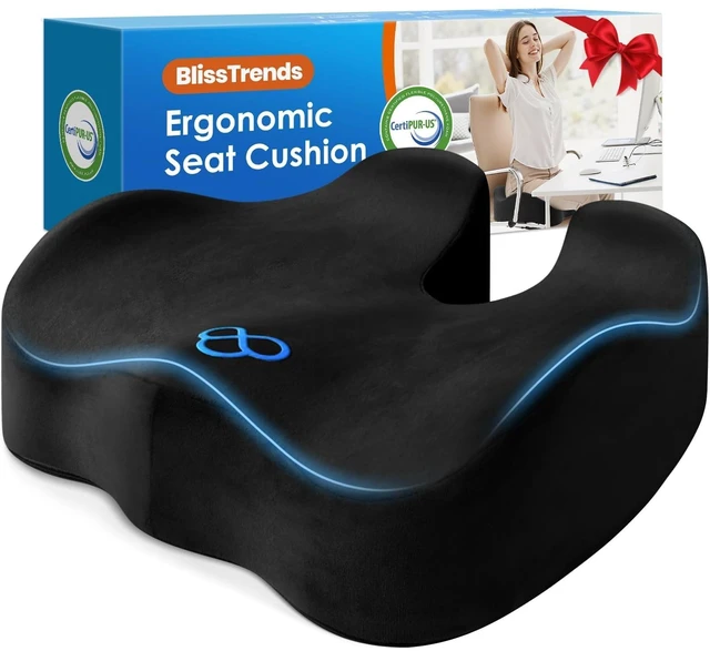 Main image of Thick Seat Cushion for Office Chair & Car Seat, XL, Black | Memory Foam with Removable Cover, Ergonomic Tailbone & Sciatica Support for Pressure Relief and Long Sitting, 3.9" Thick