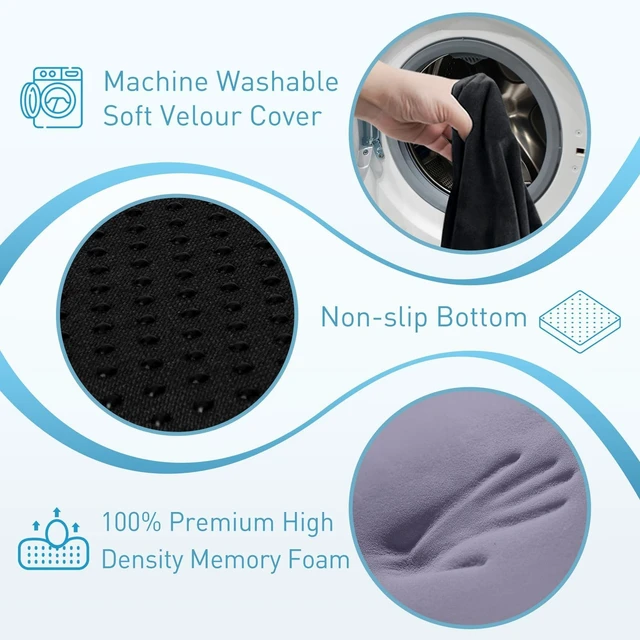 Alt view image 3 of 7 - Thick Seat Cushion for Office Chair & Car Seat, XL, Black | Memory Foam with Removable Cover, Ergonomic Tailbone & Sciatica Support for Pressure Relief and Long Sitting, 3.9" Thick