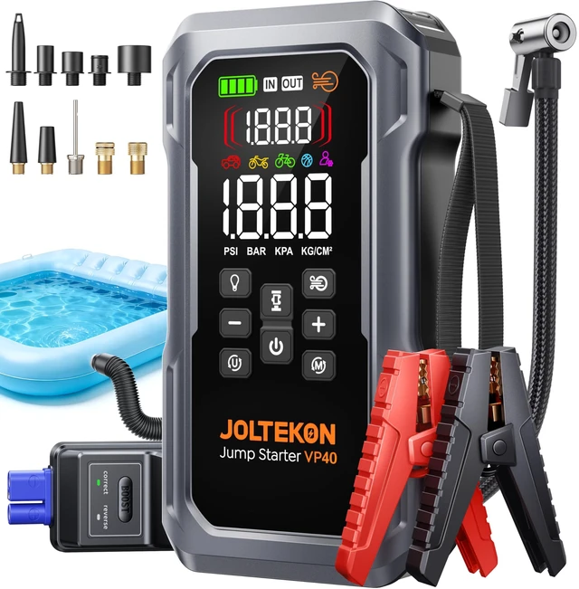 Main image of 6000A 160PSI 9-in-1 Car Battery Jump Starter with Air Compressor & Air Blower (All Gas 12L Diesel), Battery Jumper Starter Portable Jump Box for Car Battery with 800LM Light/18W Fast Charge