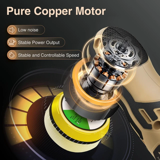 Alt view image 2 of 7 - Cordless Mini Polisher, DA&RO Mini CarBuffer Polisher | 1/1.5/2Inch, 11 Variable Speed 2500-6000 RPM, Car Detailing Micro Polisher, 2.3Ah Rechargeable Battery