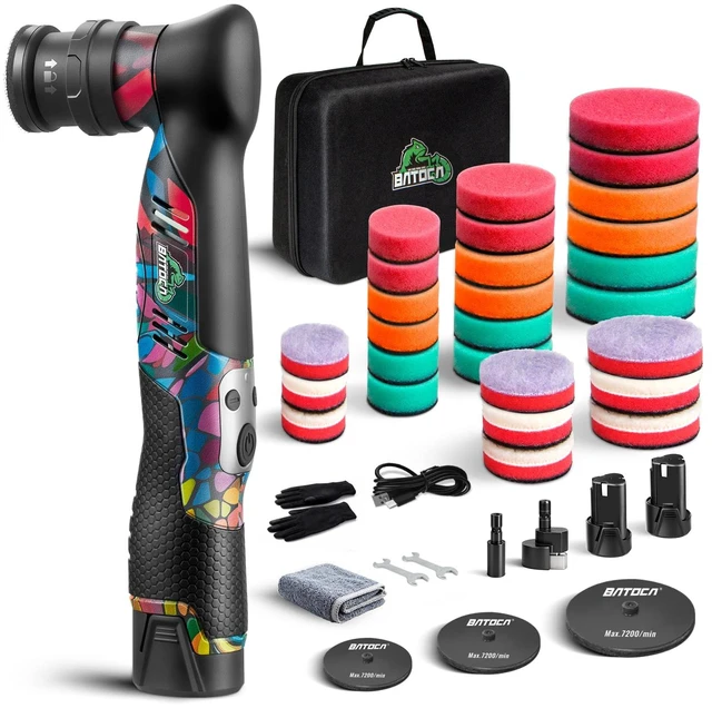Main image of S5 Cordless Mini Car Polisher Buffer Sander Rotary & Dual Action | Small Polishing Machine DA Orbital for Car Detailing Polish 1in 2inch 3 inch Polishing Pad Kit 2 Battery 6 Speed 2000-5500RPM
