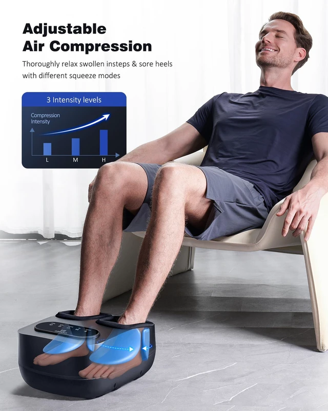 Alt view image 4 of 7 - Shiatsu Foot Massager with Heat & Compression, LCD Touch Panel, FSA | Full Foot Deep Kneading Massage, Multiple Heat & Compression Levels, Remote Control, Up to Size 12, HSA Eligible, Gift Idea