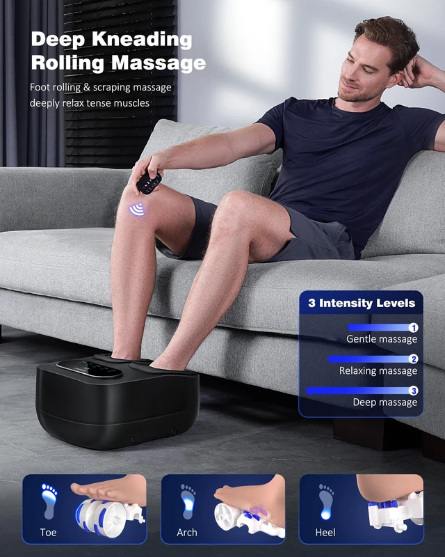 Alt view image 2 of 7 - Shiatsu Foot Massager with Heat & Compression, LCD Touch Panel, FSA | Full Foot Deep Kneading Massage, Multiple Heat & Compression Levels, Remote Control, Up to Size 12, HSA Eligible, Gift Idea