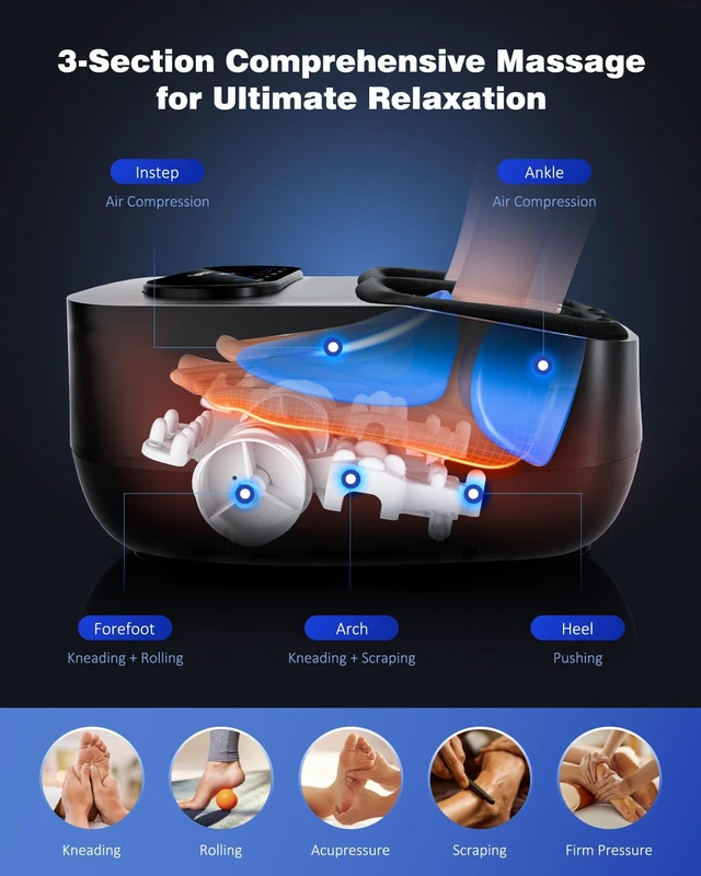 Alt view image 6 of 7 - Shiatsu Foot Massager with Heat & Compression, LCD Touch Panel, FSA | Full Foot Deep Kneading Massage, Multiple Heat & Compression Levels, Remote Control, Up to Size 12, HSA Eligible, Gift Idea