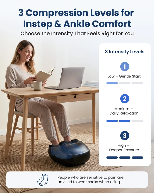 Alt view image 4 of 7 - Shiatsu Foot Massager with Heat,FSA Eligible,Upgrade Pause Function | Kneading, Vibration, Compression for Plantar Fasciitis Neuropathy, Remote Control, Up to Size 13, Gift for Men women