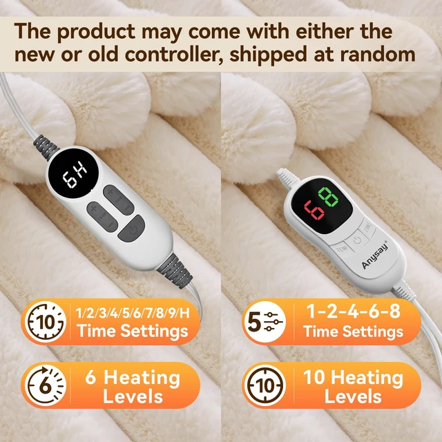 Alt view image 3 of 7 - Heated Throw Blanket, Faux Fur Cozy Electric Blanket 62''*84'' | Heating Blanket with Overheat Protection, 1/2/3/4/5/6/7/8/9/10 Hours Auto-Off 6 Heat Levels, Machine Washable(Cream White)