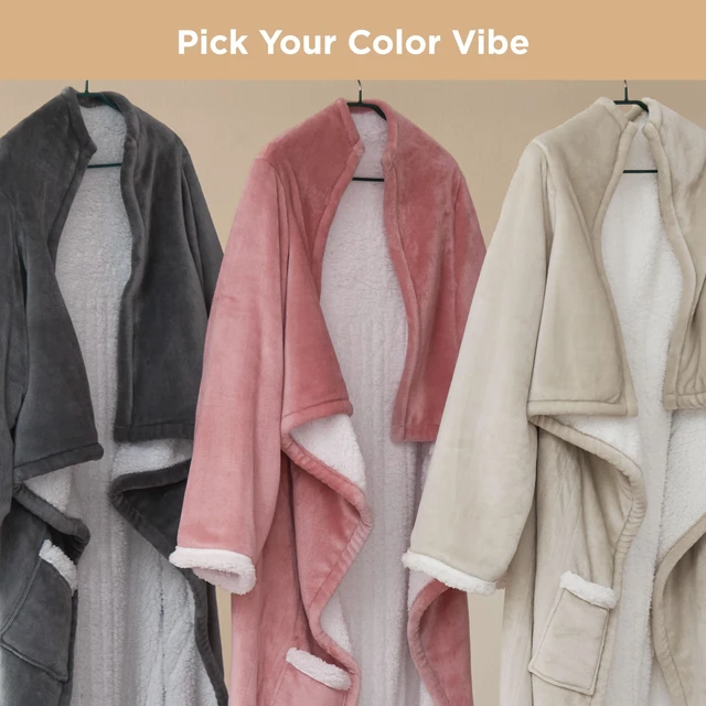 Alt view image 7 of 7 - Wearable Heated Blanket with Foot Pocket & Sleeves, 50x71+18" Cream | Preheat Function, Sherpa Electric Robe Throw, Gifts for Women, 6 Heat/6 Timer (Up to 10H) Settings, 8H Auto Shut Off, ETL/FCC