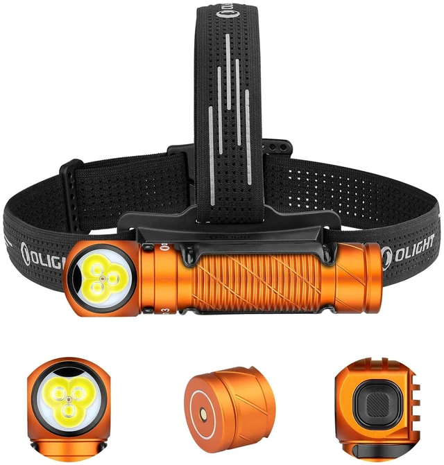 Main image of Perun 3 Headlamp Rechargeable, Red Light, Waterproof, Orange | 3000 Lumens, 160M Beam Distance, 2-in-1 Head lamp Flashlight, IP68, Magnetic Tailcap, Long Runtime for Camping, Hiking, Work
