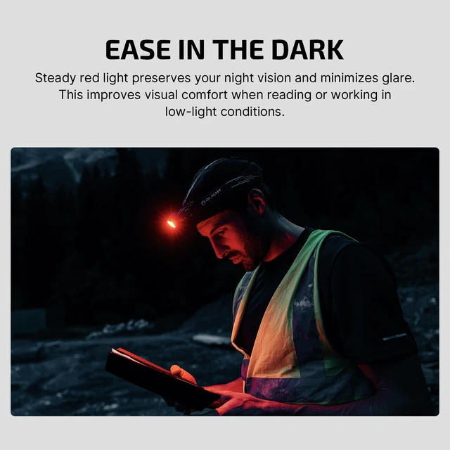 Alt view image 5 of 7 - Perun 3 Headlamp Rechargeable, Red Light, Waterproof, Orange | 3000 Lumens, 160M Beam Distance, 2-in-1 Head lamp Flashlight, IP68, Magnetic Tailcap, Long Runtime for Camping, Hiking, Work