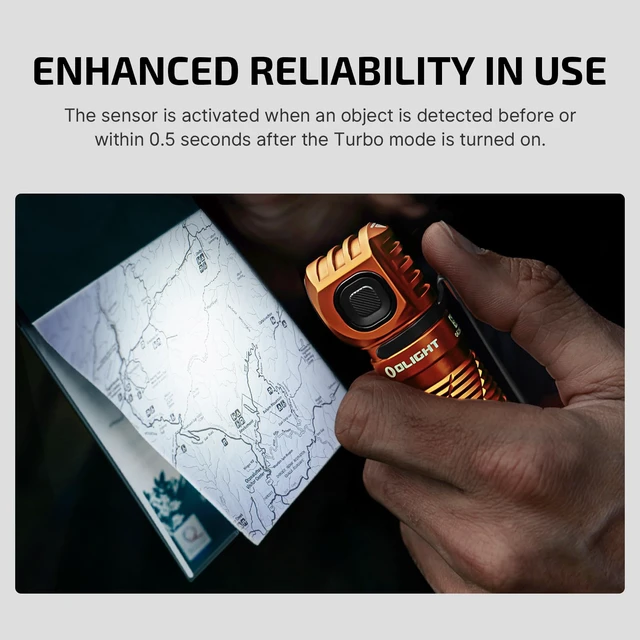 Alt view image 6 of 7 - Perun 3 Headlamp Rechargeable, Red Light, Waterproof, Orange | 3000 Lumens, 160M Beam Distance, 2-in-1 Head lamp Flashlight, IP68, Magnetic Tailcap, Long Runtime for Camping, Hiking, Work