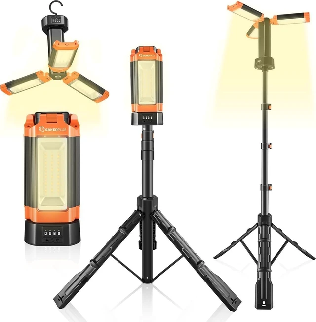 Main image of Camping Light with Stand, 6.1FT Rechargeable LED Work Light | 20000mAh, 800-3200LM, Detachable Tripod & 3300-6500K Dimmable Light for Camping, Outdoor Work & Emergency