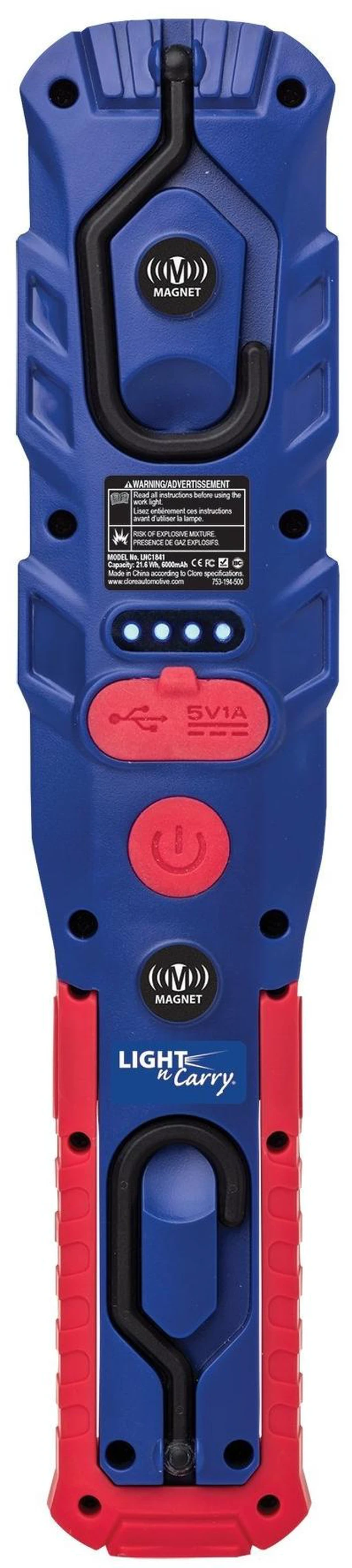 Alt view image 3 of 7 - Light-N-Carry LNC1841 Industrial Grade Rechargeable Work Light with Magnetic Base, Hanging Hooks, and USB Charging Output- 800 Lumen