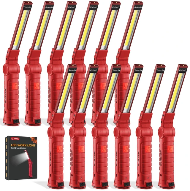 Main image of 12Pack Magnetic Rechargeable LED Work Light/Flashlight for Mechanic | 360° Rotation, Super Bright, 5 Modes, Compact, Tail Hook, for Car Repairing, Garage, Emergency, Workshop, Gifts for Father