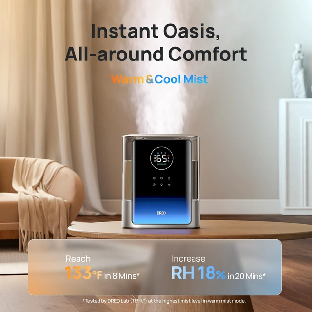 Alt view image 2 of 7 - 8L Smart Humidifier Large Room, 80H Runtime, Warm & Cool Mist, HM717S | Up to 600ft², Precise Humidity Control, 1500+RGB Light, 28dB, Humidifiers for Bedroom, Plants, Baby, Supports APP/Voice/Alexa