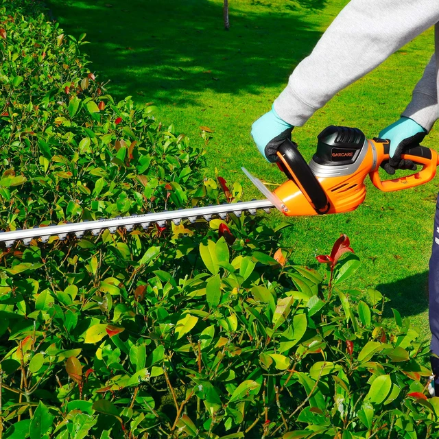 Alt view image 6 of 7 - Corded Electric Hedge Trimmer 4.8A Hedge Shears 610mm Laser Blade | Electric Tree Trimmers, Branch Cutter, 18mm Cutting Capacity, Rotary Handle, Blade Cover Included, For Bushes & Shrubs
