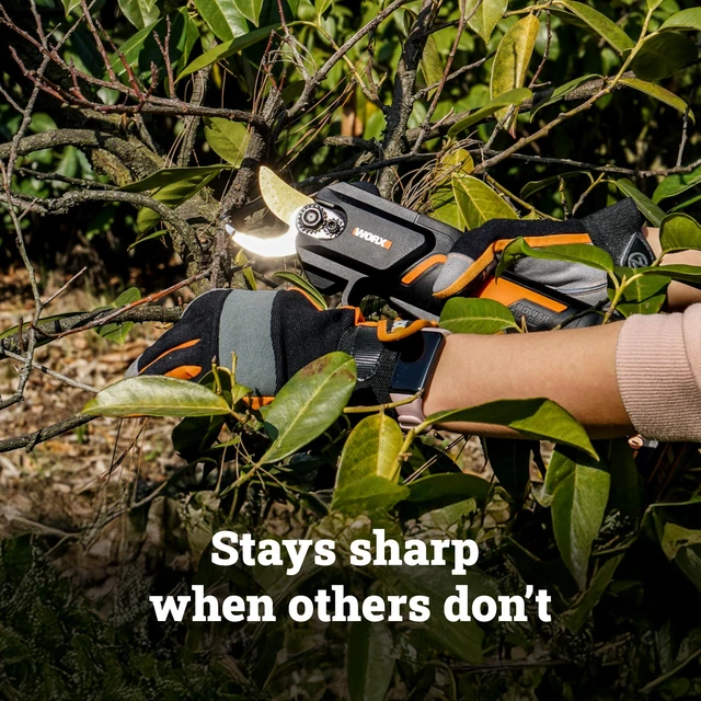 Alt view image 5 of 7 - Cordless Pruning Shear, 20V Powered Lopper, WG330 | Titanium coated blade; long-life brushless motor; 1-inch cutting range; 2.0A battery & charger for yard work