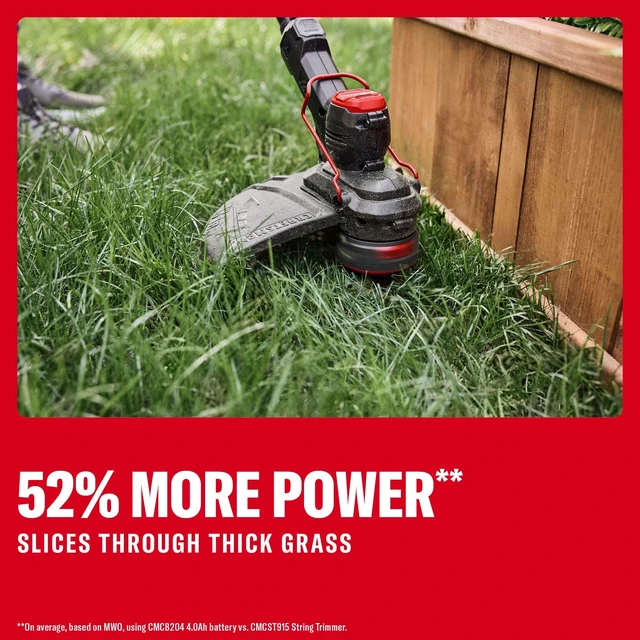 Alt view image 4 of 7 - V20 String Trimmer and Lawn Edger Kit with 4Ah Battery and Charger, 13 in. Cordless Weed Wacker with Up to 63 Minutes Runtime, Lightweight (CMCST901M1)