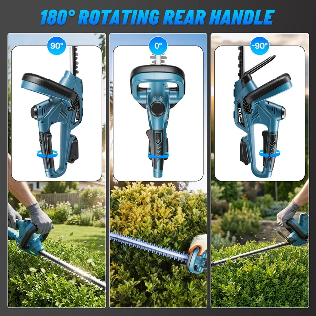 Alt view image 2 of 7 - 20 Inch Cordless Hedge Trimmer for Makita 18V Battery, Bare Tool | 180° Rotating Handle, SK5 Dual-Action Blade, 4/5" Cutting Capacity, Debris Collector, Electric Bush Trimmer for Shrub Pruning