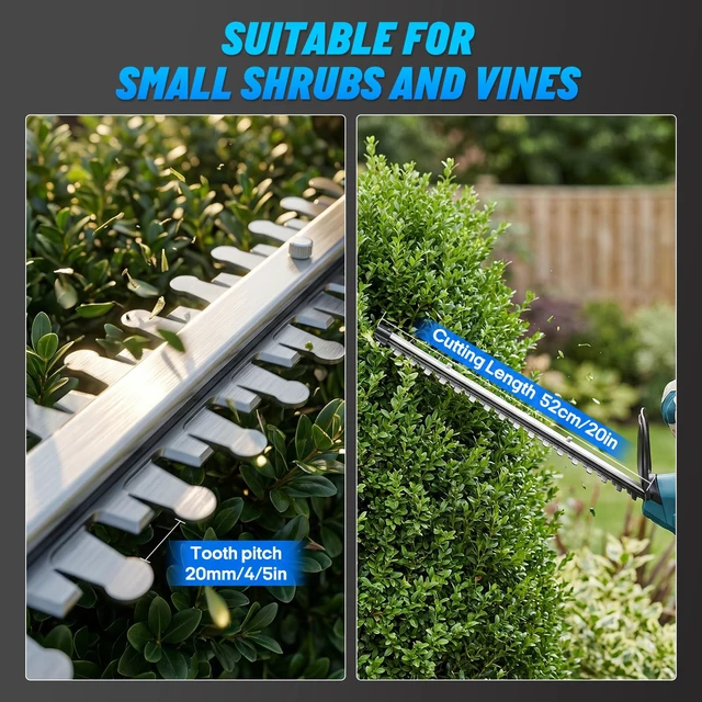 Alt view image 3 of 7 - 20 Inch Cordless Hedge Trimmer for Makita 18V Battery, Bare Tool | 180° Rotating Handle, SK5 Dual-Action Blade, 4/5" Cutting Capacity, Debris Collector, Electric Bush Trimmer for Shrub Pruning
