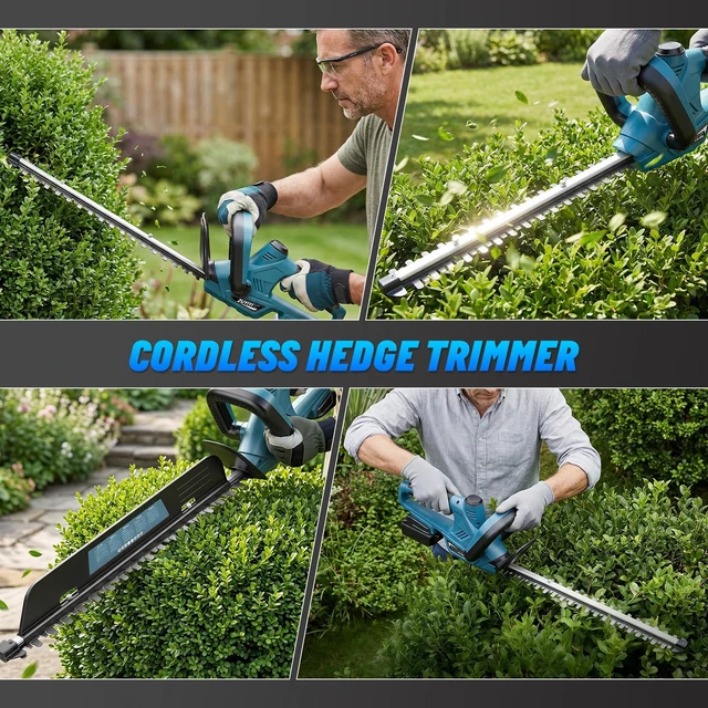 Alt view image 7 of 7 - 20 Inch Cordless Hedge Trimmer for Makita 18V Battery, Bare Tool | 180° Rotating Handle, SK5 Dual-Action Blade, 4/5" Cutting Capacity, Debris Collector, Electric Bush Trimmer for Shrub Pruning