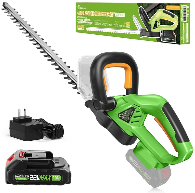 Main image of Cordless Hedge Trimmer, 20 22V Electric Bush Trimmer Handheld Shrub Trimmer, Lightweight Hedge Clippers with Dual-Action Blades, 9/16" Cutting Capacity, 1 Battery and Charger Included