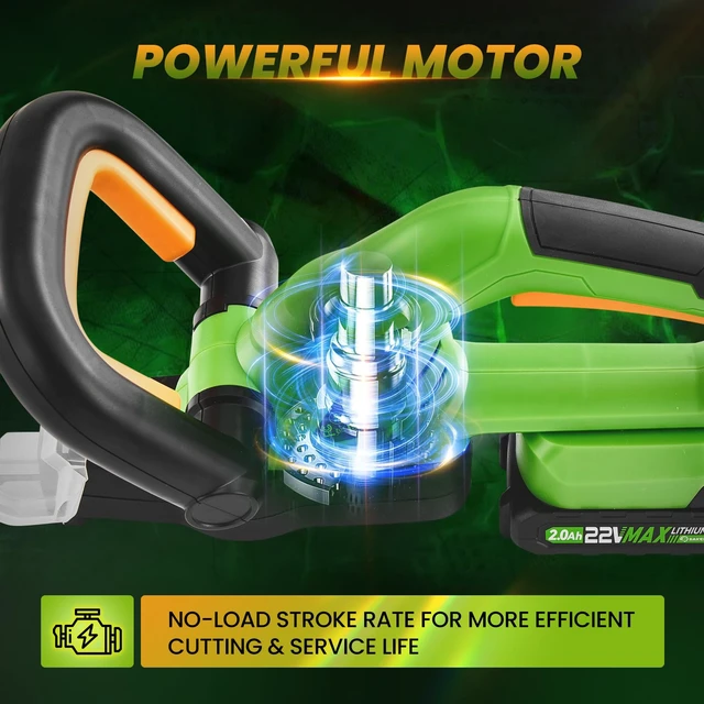 Alt view image 5 of 6 - Cordless Hedge Trimmer, 20 22V Electric Bush Trimmer Handheld Shrub Trimmer, Lightweight Hedge Clippers with Dual-Action Blades, 9/16" Cutting Capacity, 1 Battery and Charger Included
