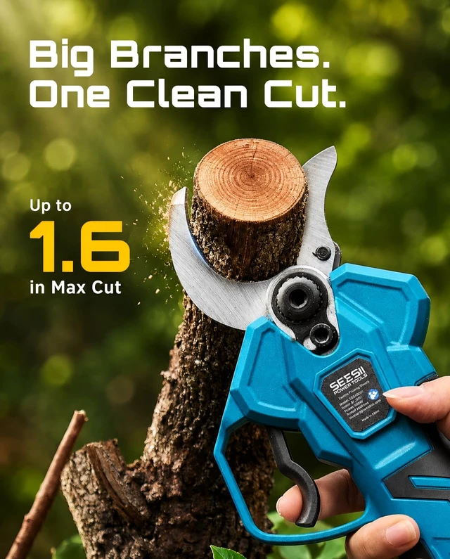 Alt view image 2 of 7 - Electric Pruning Shears, 1.6" Cut Cordless Pruner, 2x4.0Ah Batteries | Brushless Motor, SK5 Blade, LCD Display, 4 Modes, 2500+ Cuts, Auto Sleep, Lightweight Branch Cutter for Garden Tree Trimming