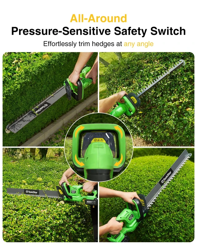 Alt view image 3 of 7 - 22" Hedge Trimmer Cordless with Debris Remover, 2x4.0Ah Batteries | Dual-Action SK5 Blade 20V Electric Bush Trimmer, All-Around Trimming, 2800 SPM, Battery Hedge Clippers for Shrub Garden Yard